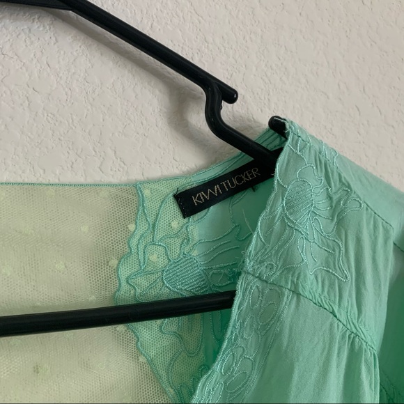 LF Kiwi Tucker Mint green tie front top - Picture 3 of 6